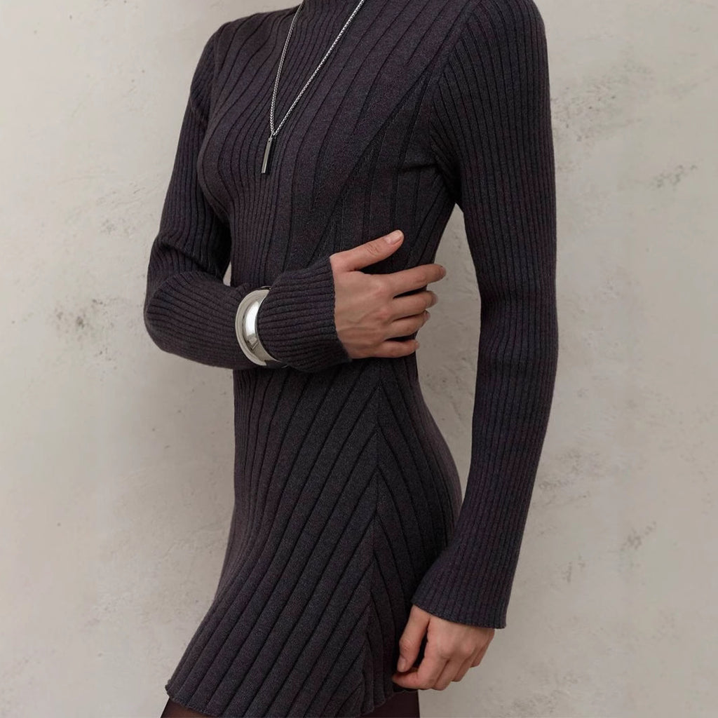 Long Sleeve Half Turtleneck Elegant Cute A- Line Skirt