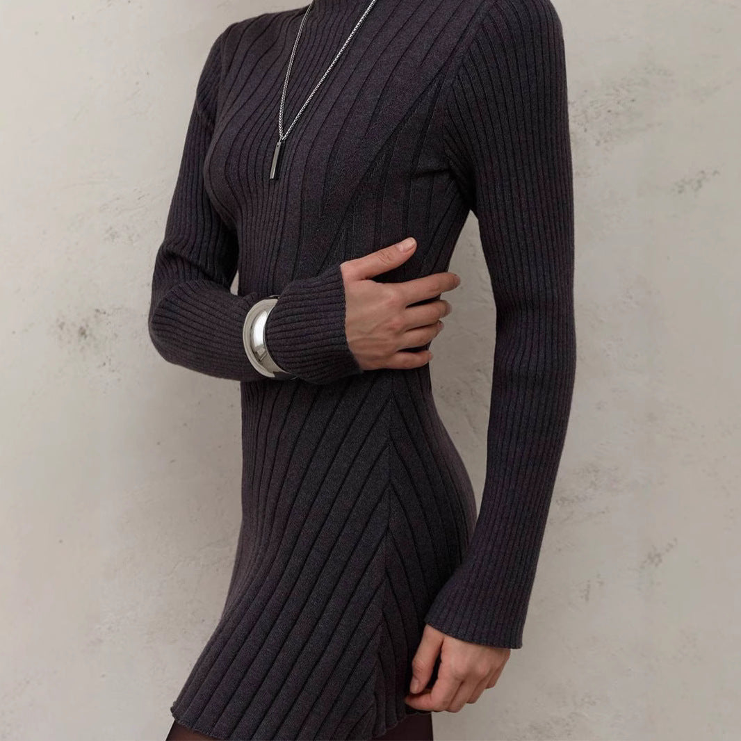 Long Sleeve Half Turtleneck Elegant Cute A- Line Skirt